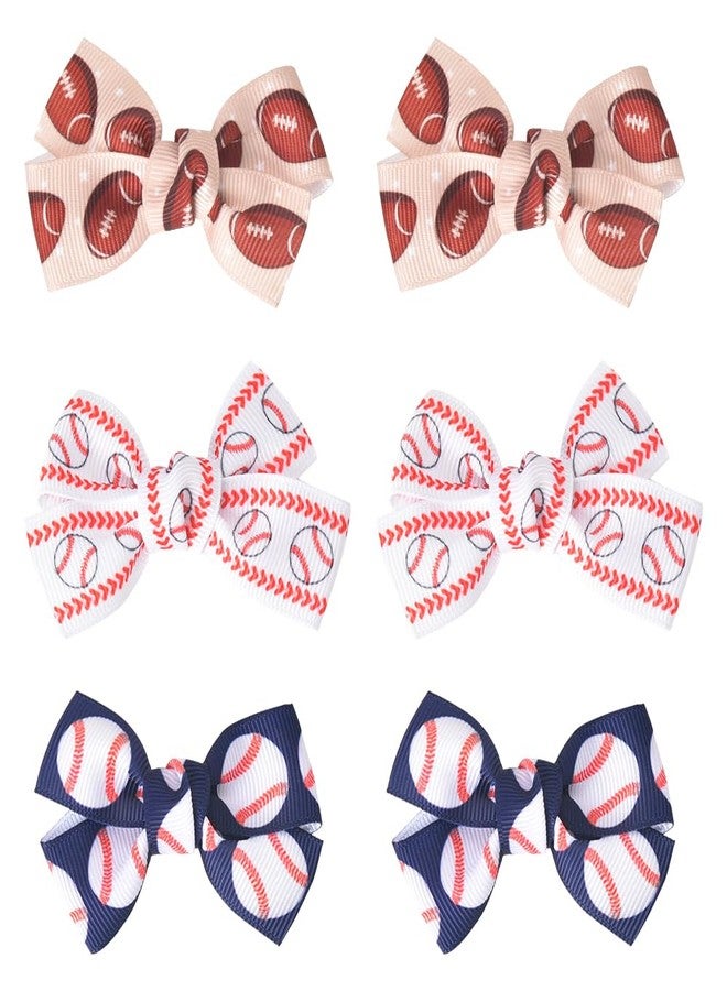 Borhmty Hair Bow Clip Set Football Gifts for Girls Daughter Baseball Gifts for Girls Women Sister Birthday Gifts Ribbon Bow Alligator Clip for Toddler Girls Hair Accessories Pack Football Baseball Bows - Image 1